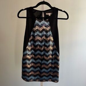 Joy Joy Chevron Sequin Sleeveless Top